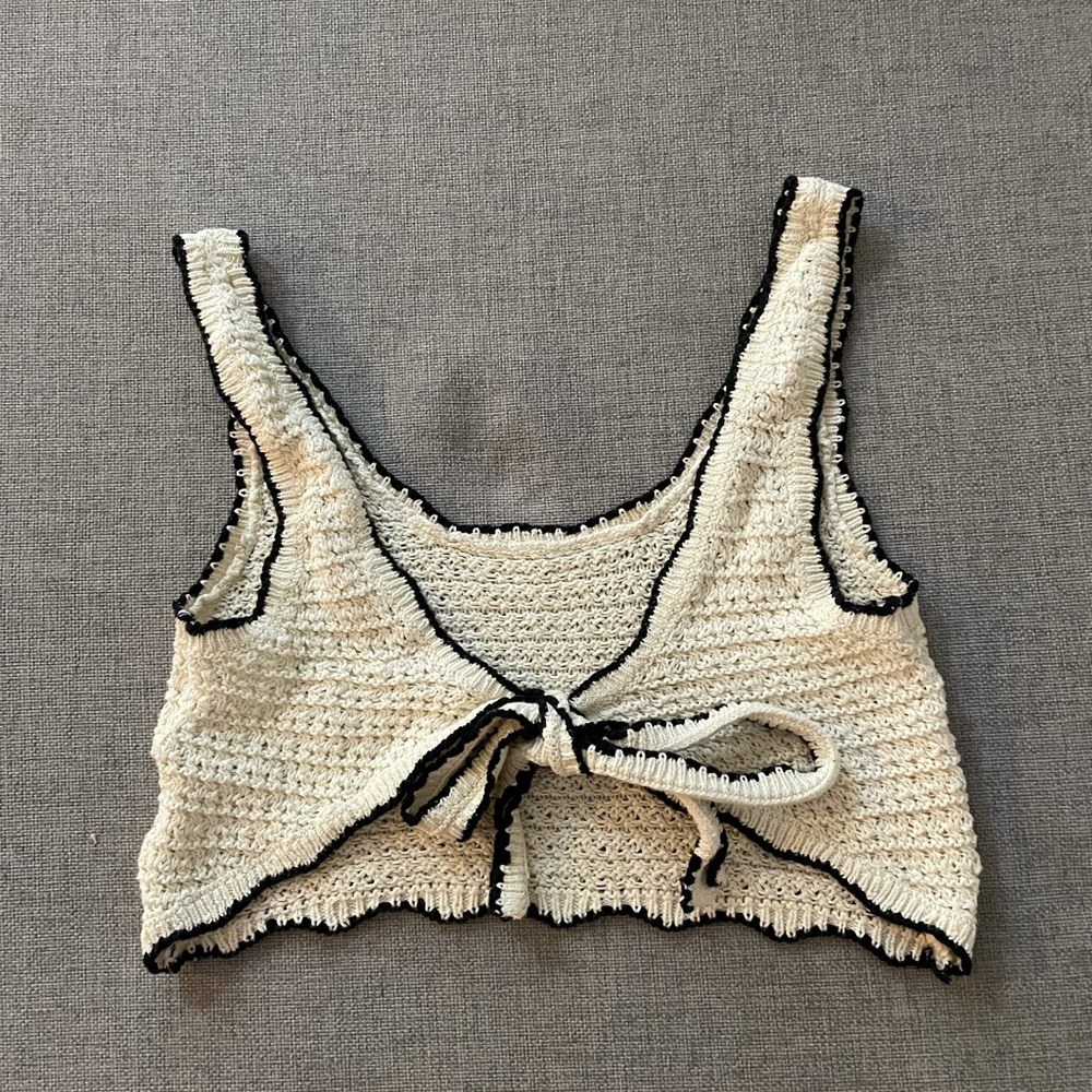 Urban Outfitters Tie Back Cream Crop Top